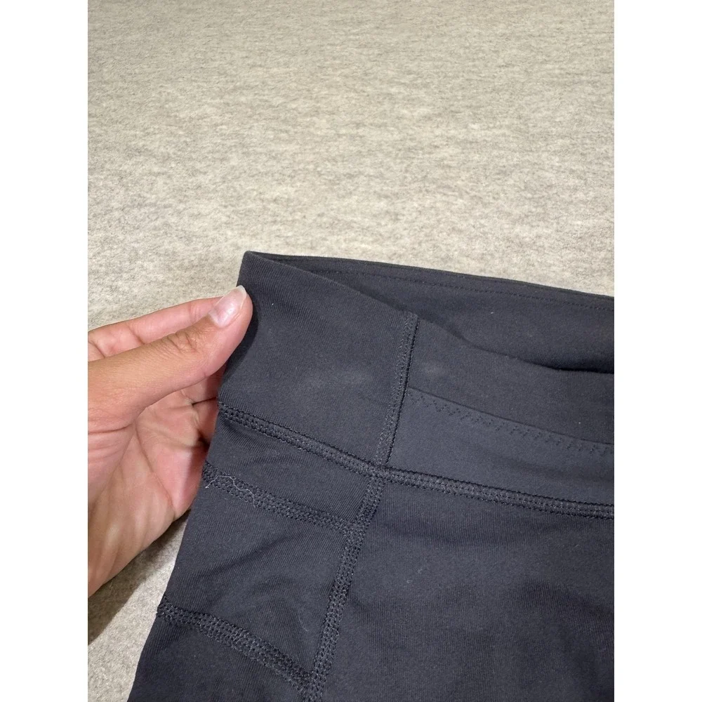 Lululemon‎ Leggings Womens 6 Black Mid Rise Ankle Ruffle Yoga Athletic Gym Pants